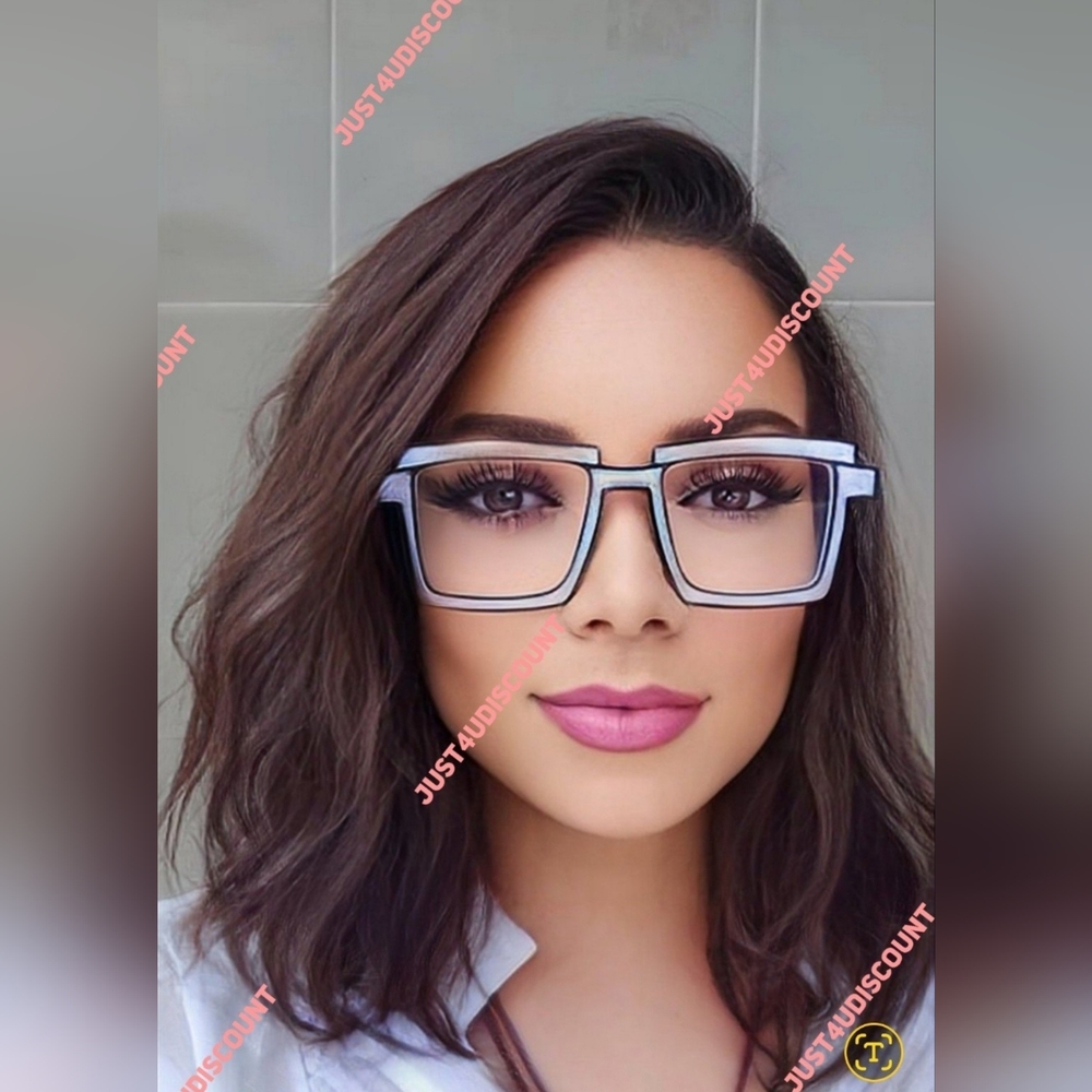 Celebrity nonprescription clear lens neon white black cartoon style eyeglasses